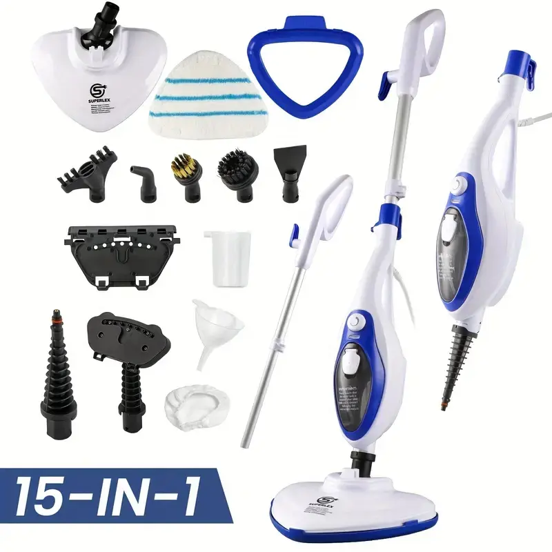 Steam Mop Floor Cleaner Carpet Steamer, 12-in-1 Multifunctional Detachable Handheld with Microfibre Pad for Carpets, Hard Floors, Bathroom, Kitchen