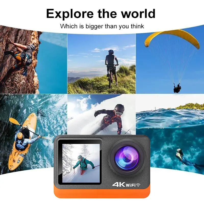 Action camera 4K 60FPS 24MP High Quality Video and Audio WIFI 30M Waterproof Card Lens Touchscreen Remote Control Bicycle Electronic 3