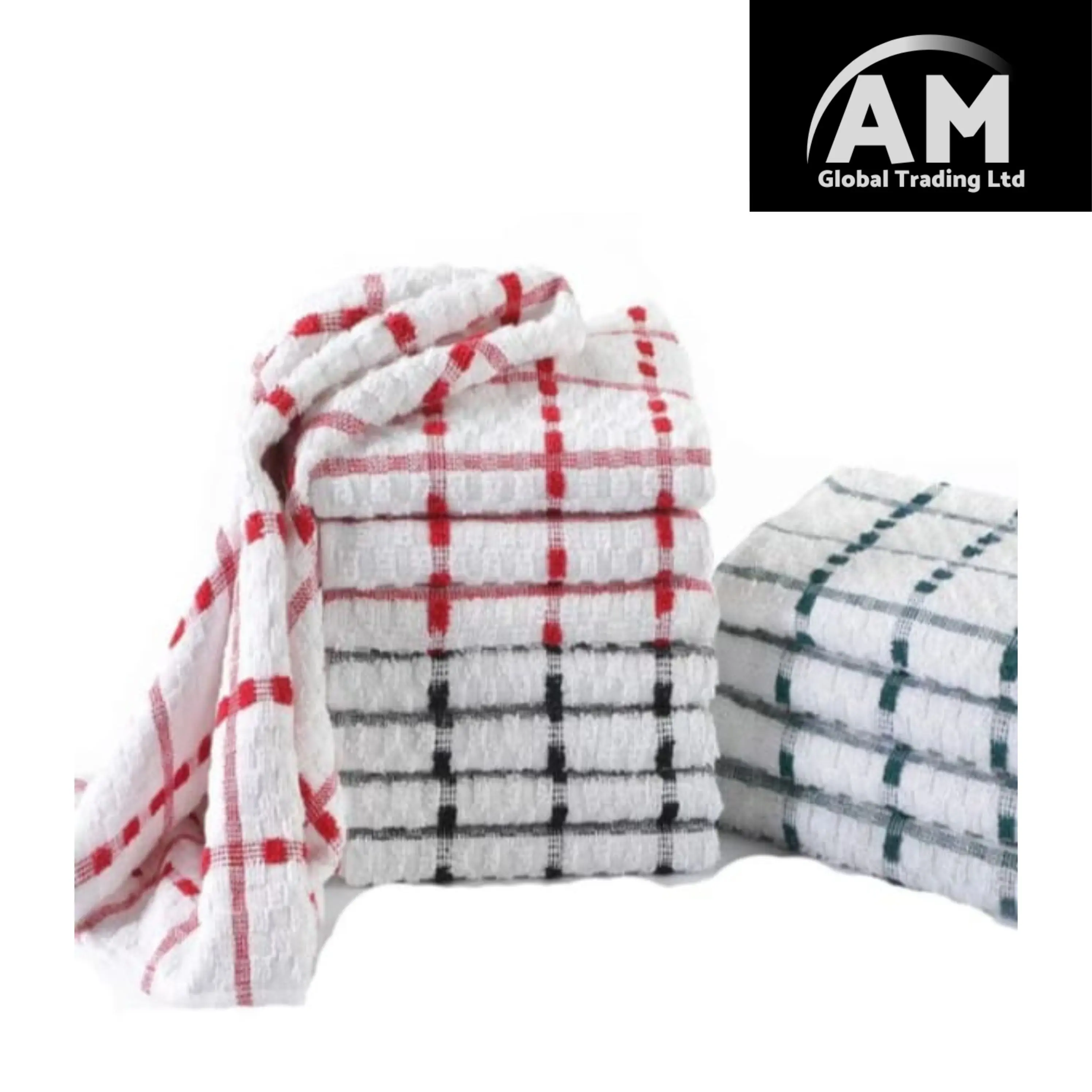 Large Cotton Tea Towels, Pack of 3, 6, 12, 24 or 36, Check Pattern, Multi Colour, 100% Cotton, 40x70cm - Cleaning Absorbent Towels for Household thick reusable cleaning cloths