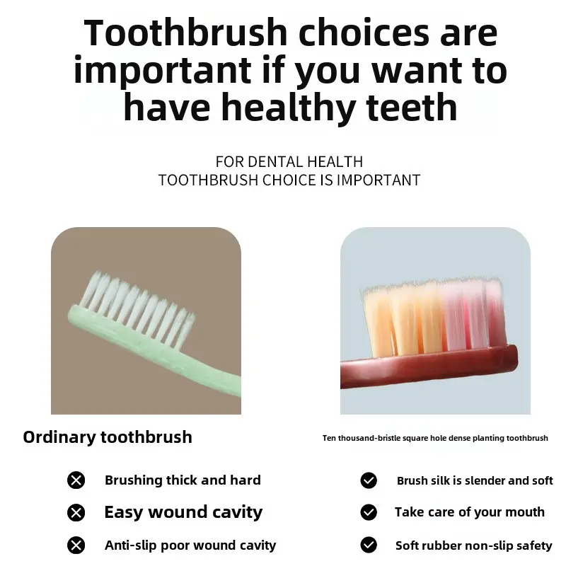【 Luxury Gift 2】5 pairs of Sam's same toothbrush Soft bristle Internet red high-end toothbrush Soft bristle adult Student home high density square hole wide head toothbrush 2