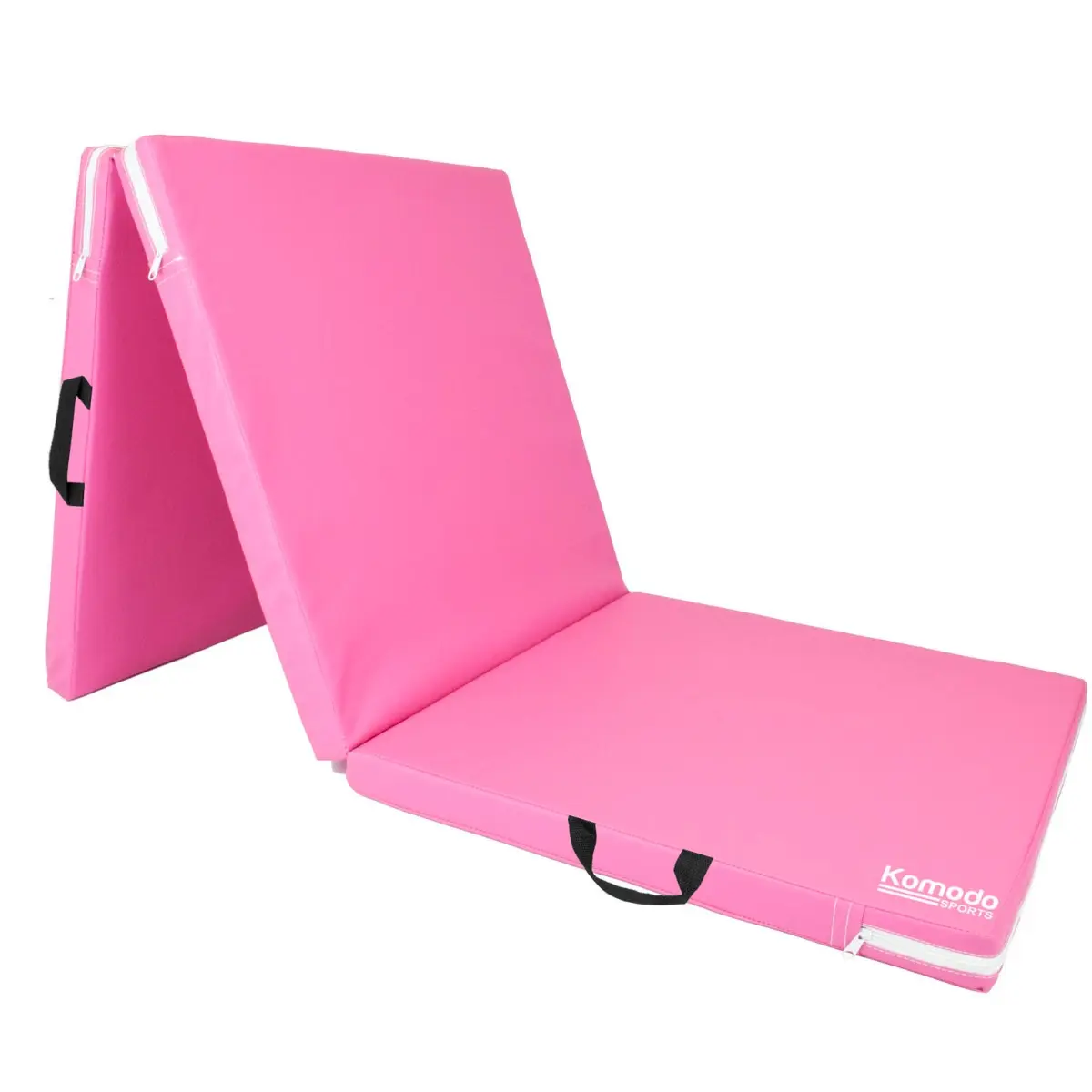Komodo Tri Folding Yoga and Pilates Mat, PVC Leather Material & Built-in Handles, 5cm Thick High-Density Sponge, Eight Colors Available - Ideal for Stretches, Muscle Stretch, Yoga and Pilates
