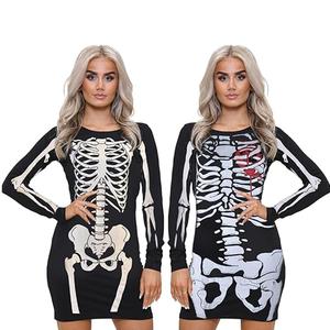 NOROZE Women’s Halloween Skeletton-Themed Bodycon Tunic Dress Ladies Glow in The Dark Skelettal-themed Printed Costume Top Casual Womenswear