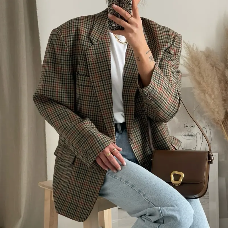 Vintage Oversized Checked Blazer 3