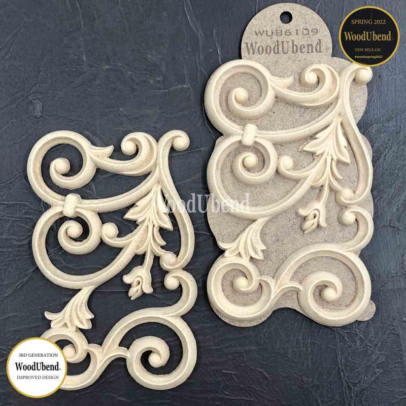 WoodUbend Pack of Two Appliques Floral Lattices WUB6109 17.5x10.8x0.8 cms 1