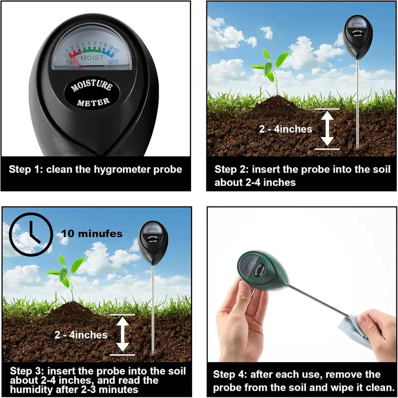 2 Packs Soil Moisture Meter, Plant Water Meter Moisture Meter for House Plants, Soil Tester Test Kit Soil Hygrometer Sensor for Garden Lawn Farm Indoor&Outdoor Use, No Battery Required (Black&Green) 3