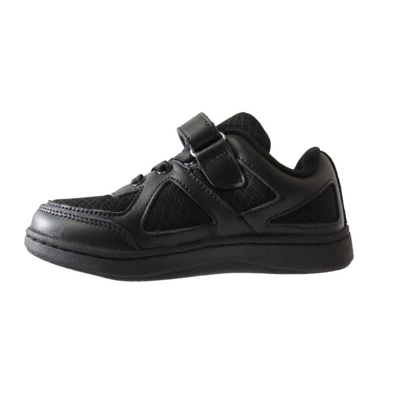 Boy School Shoe Kids Children's Touch Strap Comfortable Leather Black Sports Gym PE Sneakers Trainers 3