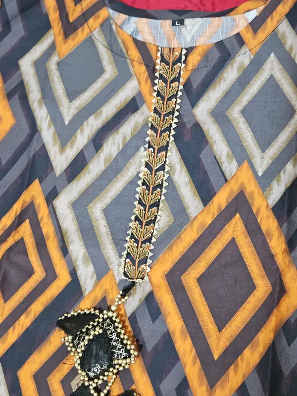 LAWM CO-ORD SET WITH beaded neckline ready to wear dress/eid wear/summer collection 2