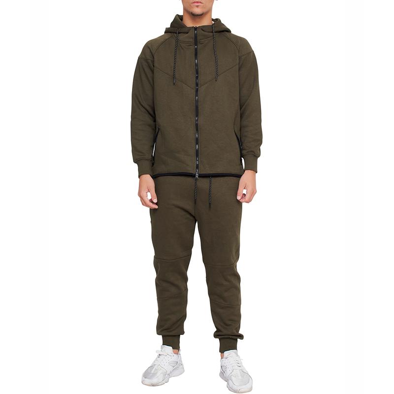 Men’s Slim Fit Tracksuits Full Sleeve Fleece Zip Up Hooded 2 pcs Cord set Gym wear & Loungwear 4