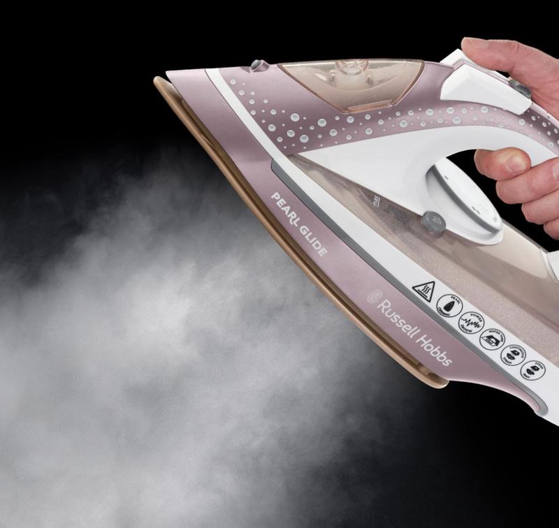 Russell Hobbs Pearl Glide Steam Iron, Pearl Infused Ceramic Soleplate for smoother glide, 315ml Water Tank, 150g Steam Shot, 40g Continuous steam, Anti-drip & Anti-calc function, 2m Cord, 2600W, 23972 4