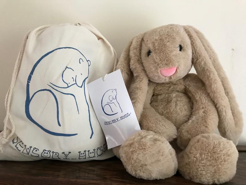 Sensory Hugs. Weighted Relaxing Brown Rabbit 35cm 4lb with or without personalised jumper 1