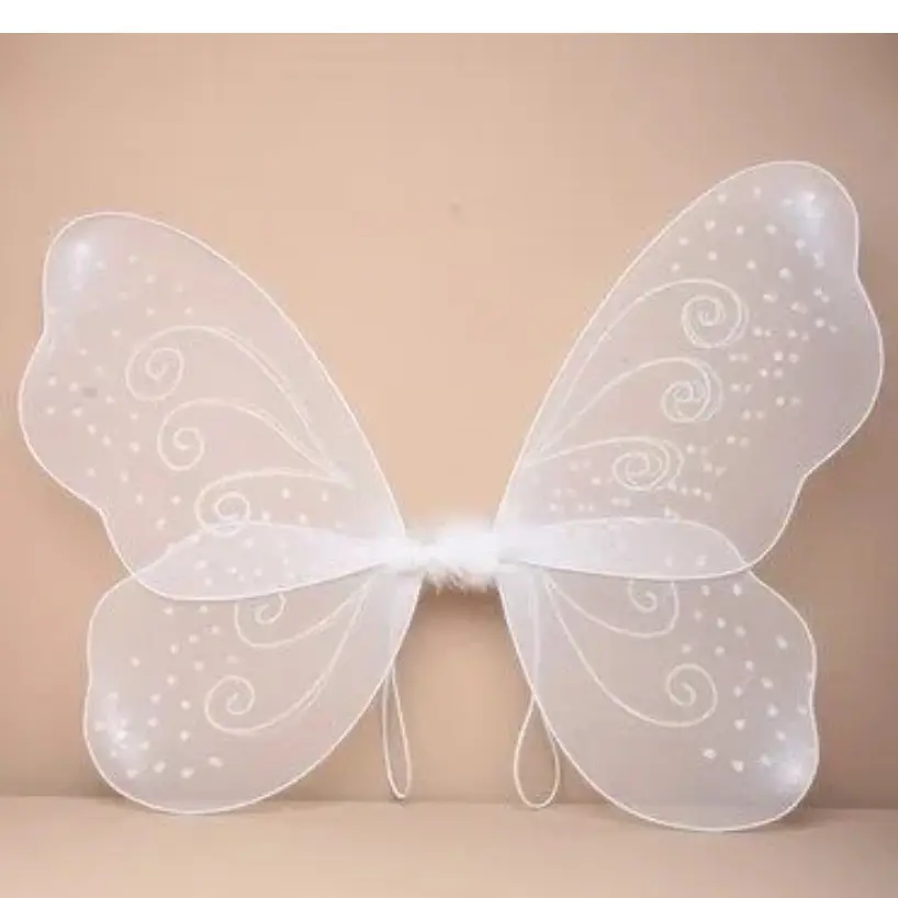 Large White Glitter Fairy Wings with Adjustable Straps