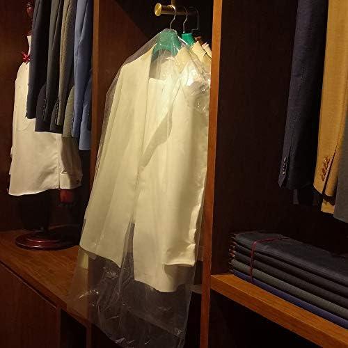 30 Pack Clear Plastic Clothes Covers 35.4inch Dry Cleaning Hanging Dust Proof Garment Bags for Home Storage Clothing Stores & Dry Cleaners. Transparent Lightweight 2