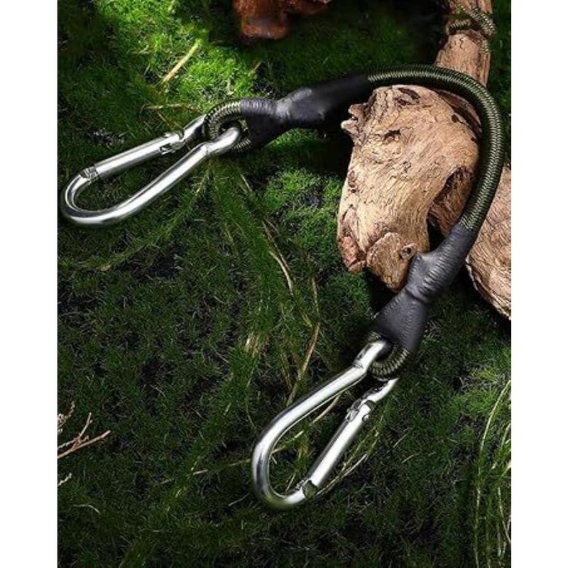 4pcs Heavy Duty Bungee Cords with Carabiner Hooks – 12 Inch Flexible Elastic Rope for Camping, Luggage, Cargo & More – Green, Black, Gray, White Straps with Metal Hooks, Durable and Versatile for Securing Loads, Travel Bag Strap Bungees 8