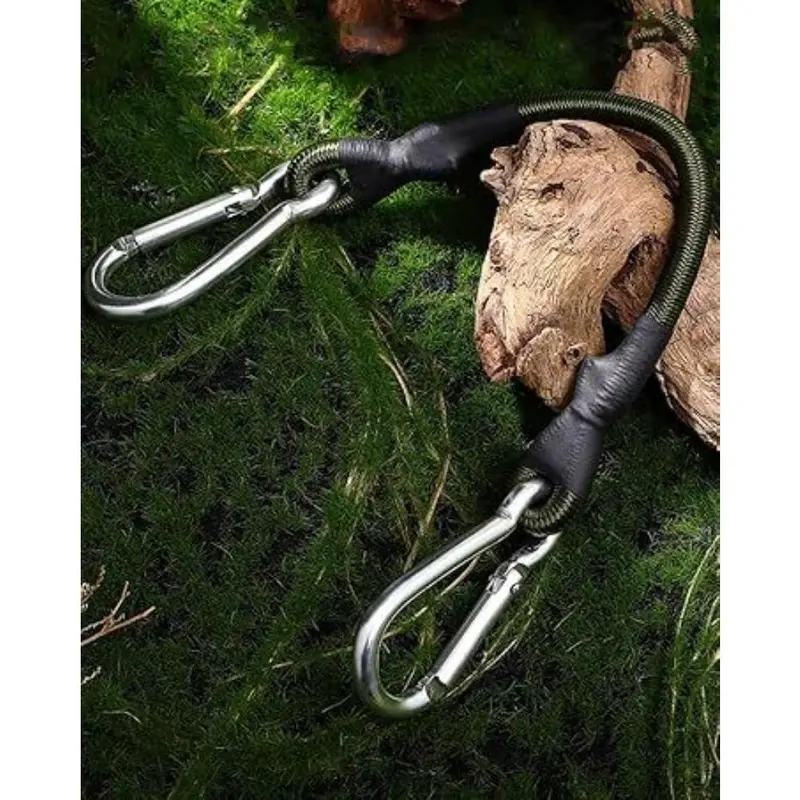 4pcs Heavy Duty Bungee Cords with Carabiner Hooks – 12 Inch Flexible Elastic Rope for Camping, Luggage, Cargo & More – Green, Black, Gray, White Straps with Metal Hooks, Durable and Versatile for Securing Loads, Travel Bag Strap Bungees 8