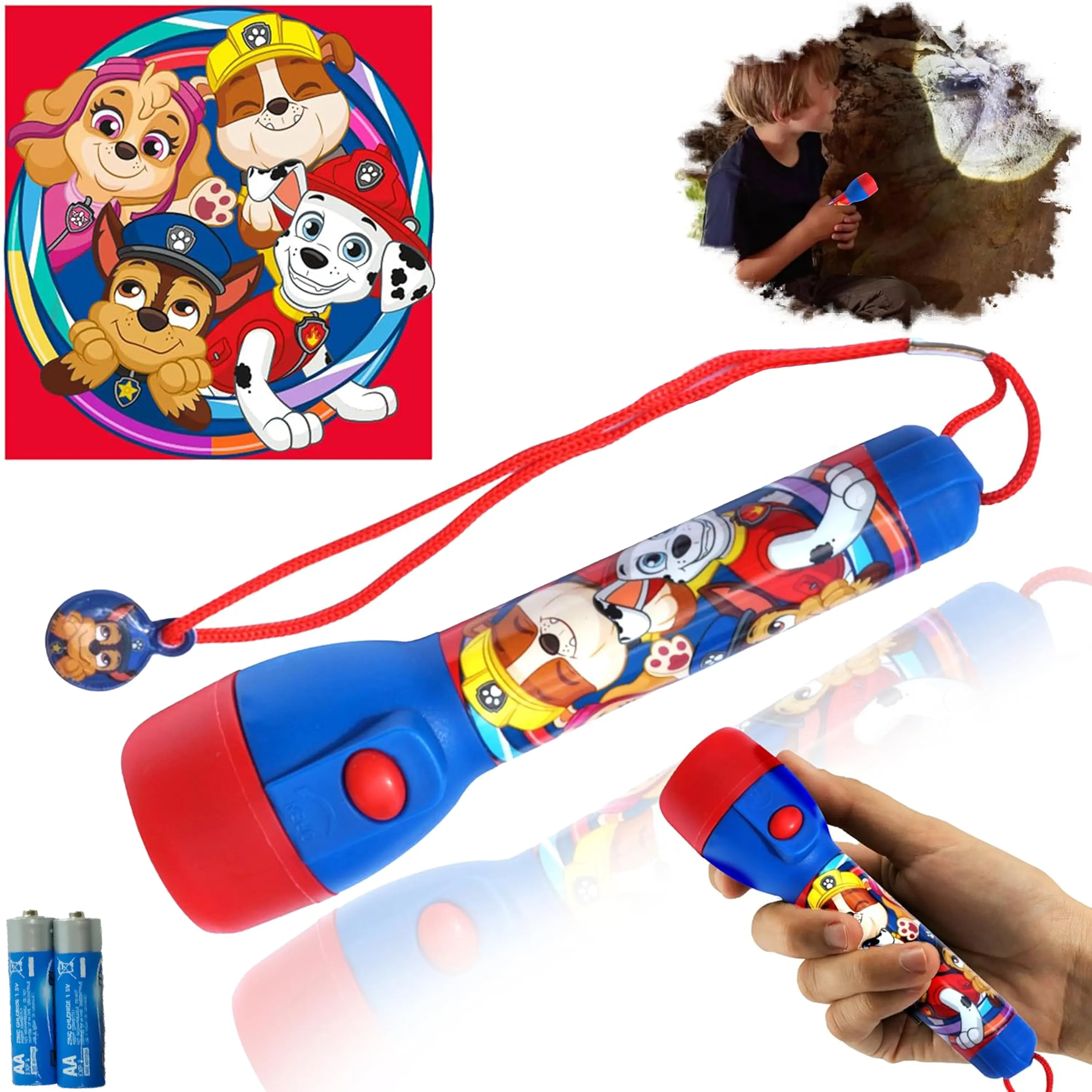 16cm Plastic Paw Patrol Big LED Torch for Kids, Children Christmas Present Flashlight, Xmas Gift, Nightlight Torch