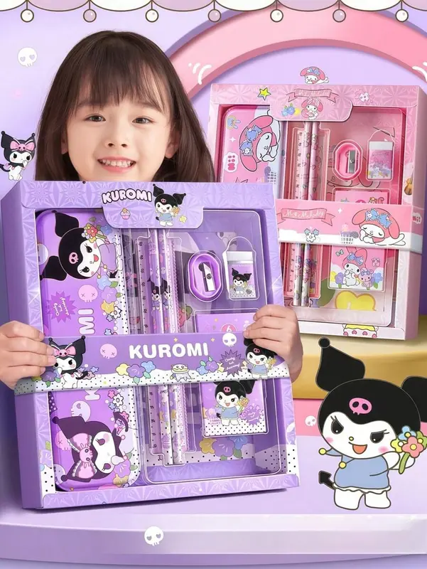 Sanrio Stationery Gift Set for Boys and Girls - Kuromi School Supplies for Elementary Students - Pencil, Eraser, Sharpener - Ideal Birthday Gift for Kids 2