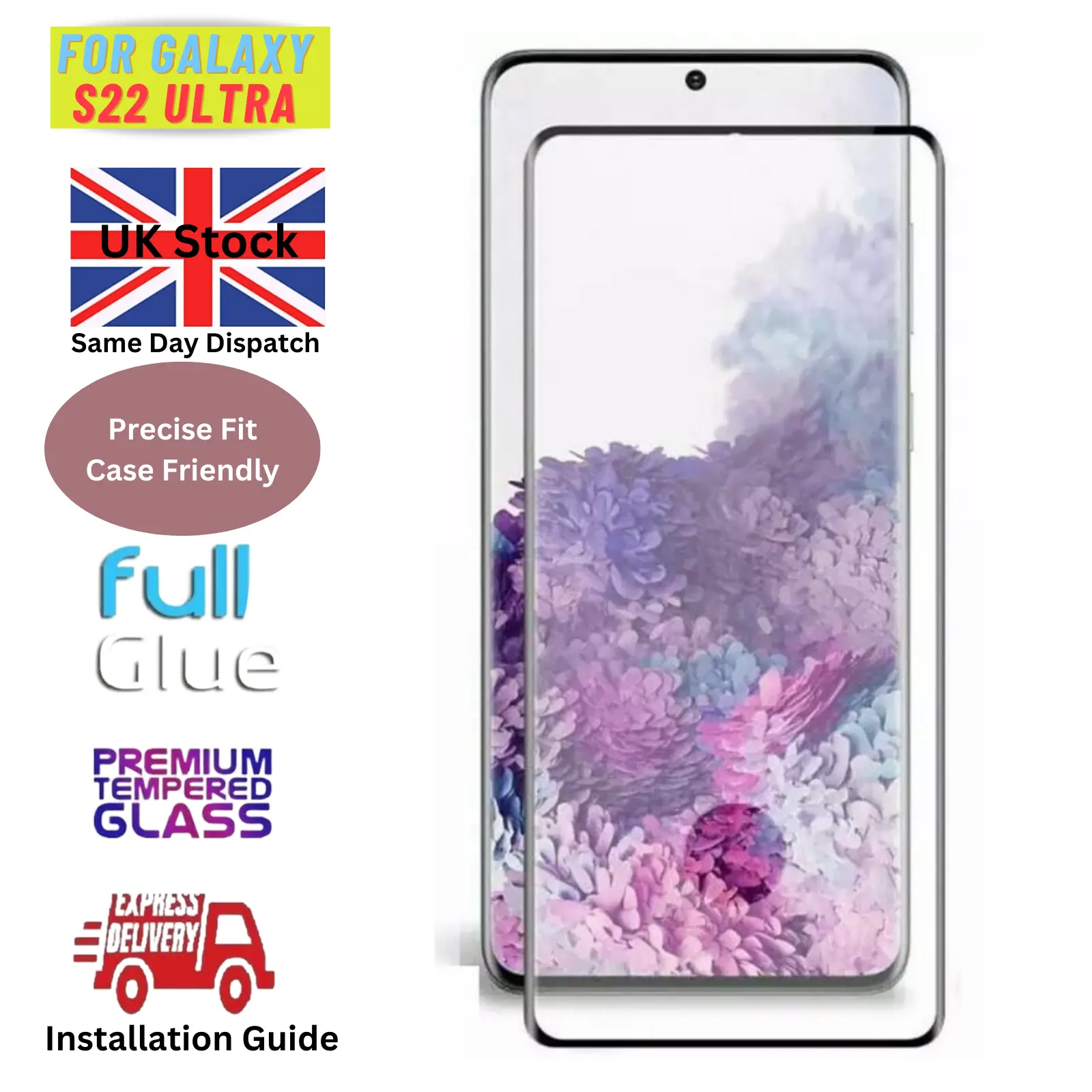 Samsung S22 Ultra Full Glue Screen Protector With FingerPrint Hole