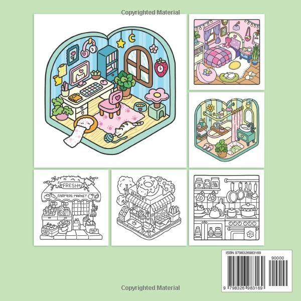 Product Introduction of Little Corner: Coloring Book for Adults and Teens, Super Cute Designs of Cozy, Hygge Spaces for Relaxation Paperback 6