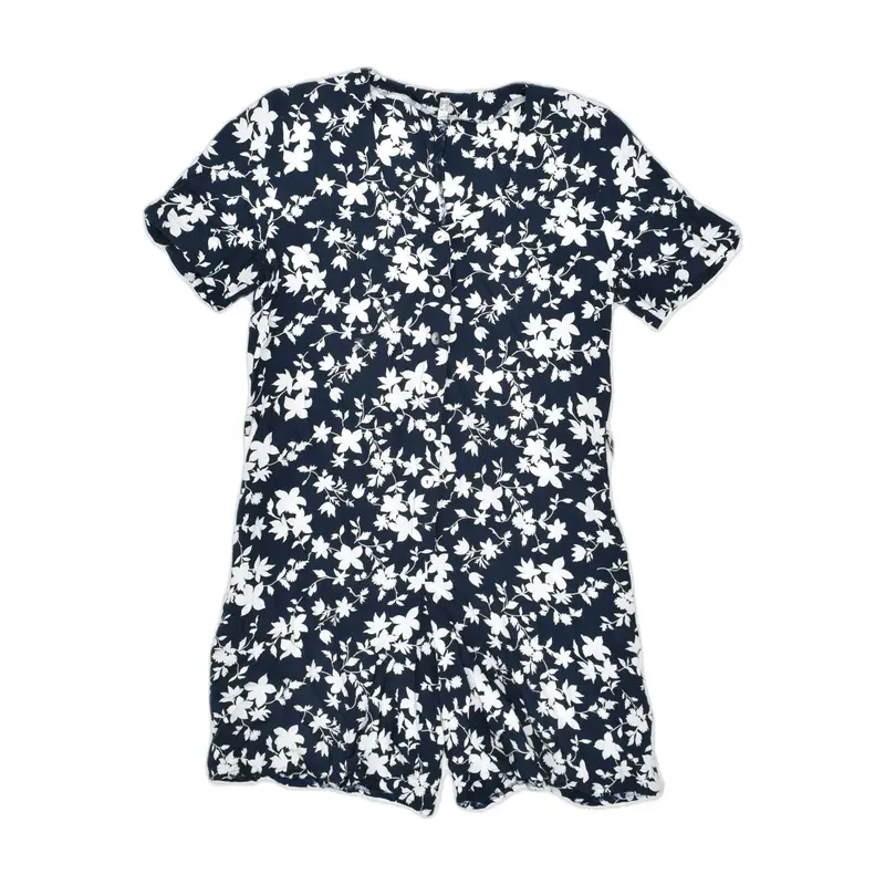 Pre-Owned VINTAGE Womens Playsuit UK 10 Small  Navy Blue Floral 1