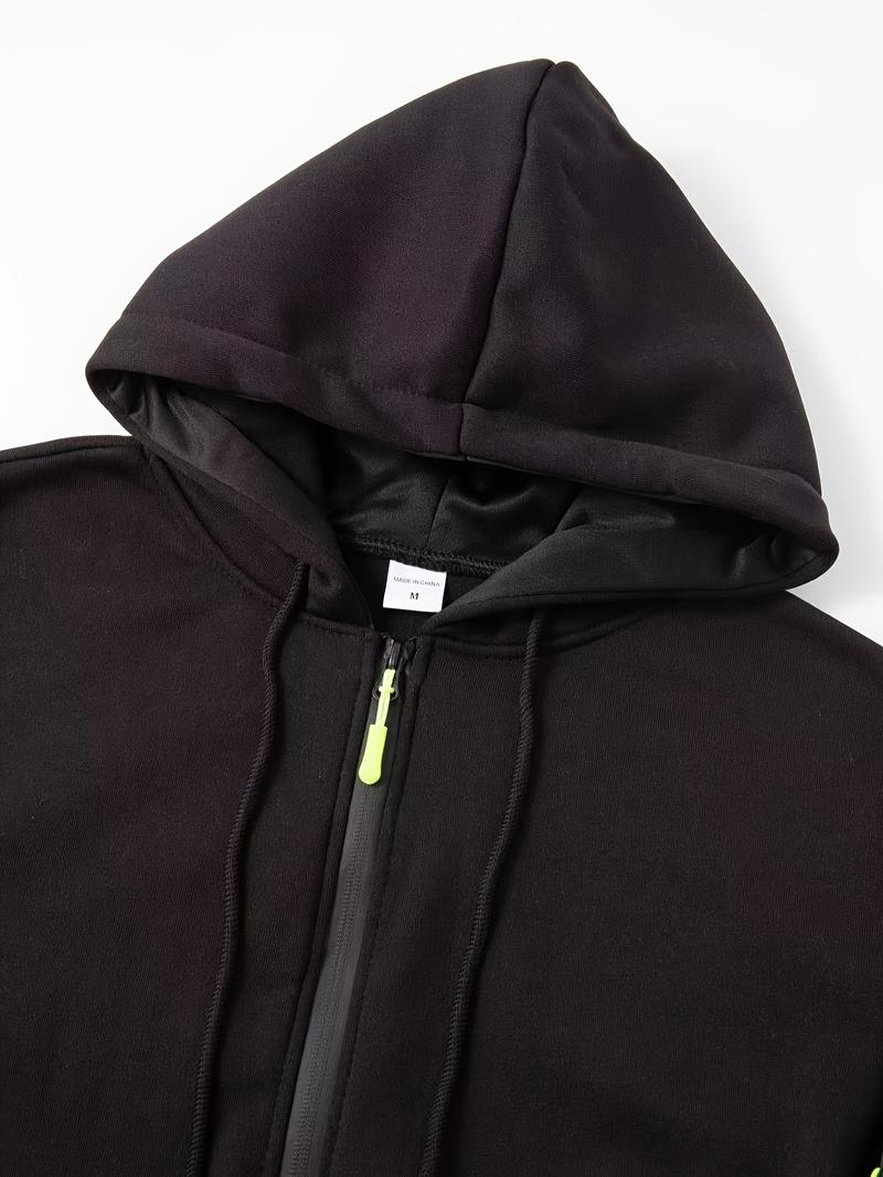 Product Introduction of Trendy Solid Color Hooded Long Sleeve Zip Up Sweatshirt Jacket - Fashion Hoodies with Chic Design, Comfy Sports Wear for Casual Occasions - Soft, Breathable, and Stylish Menswear Tops 15