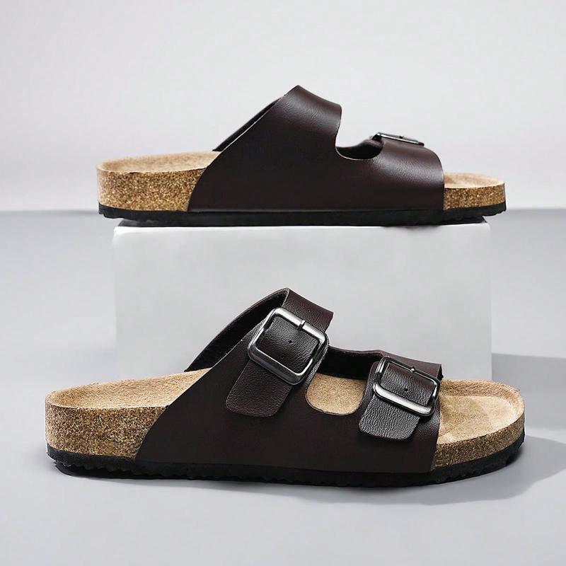 Product Introduction of Men's Fashionable Soft Cork Sole Slip-On Mules Slippers With Comfortable Insole, Summer Outdoor Beach Walking Sandals, Unisex Couples Shoes Footwear Boy Leather Nail Weight Bedroom Dance Multicolor 11