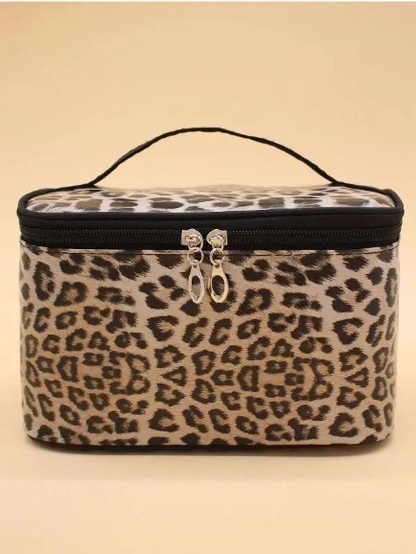 Leopard Square Makeup Bag for Travel, Women's Travel Essentials