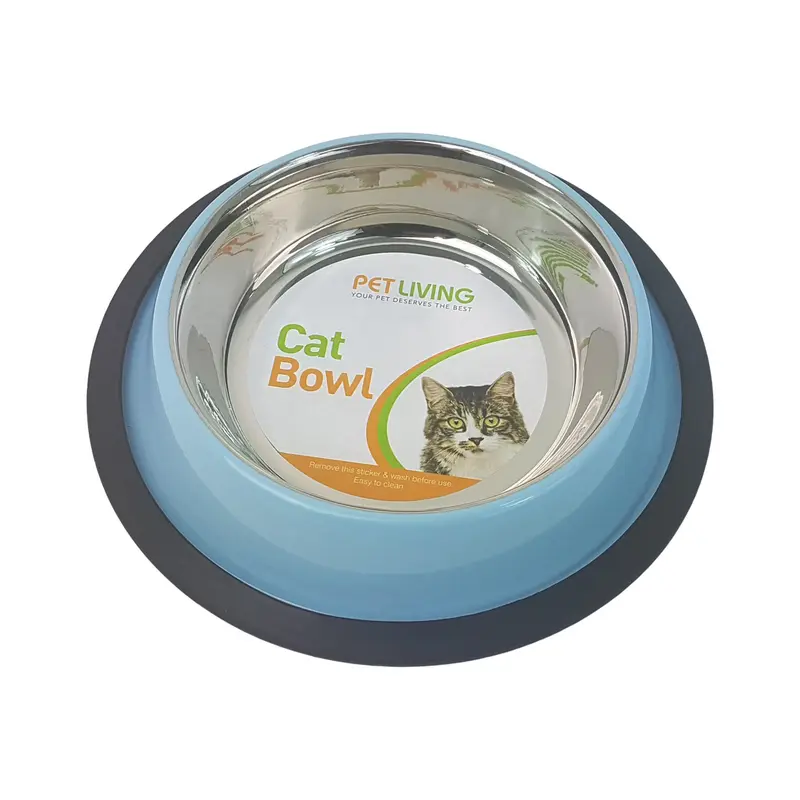 Pet Living Cat feeding Bowls Stainless Steel Food Water Feeder For Pet Dog Cat Pink Blue 5