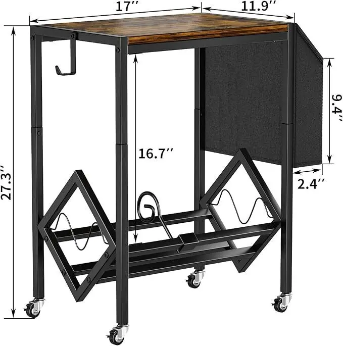 Record Player Table  Hold 80 Albums Turntable Stand with  Pocket and Wheels 4