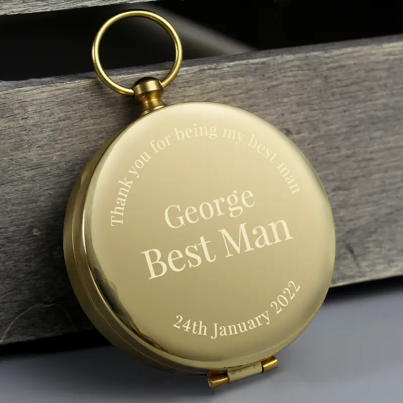 Personalised Wedding Compass - Customizable Brushed Metal Effect 1