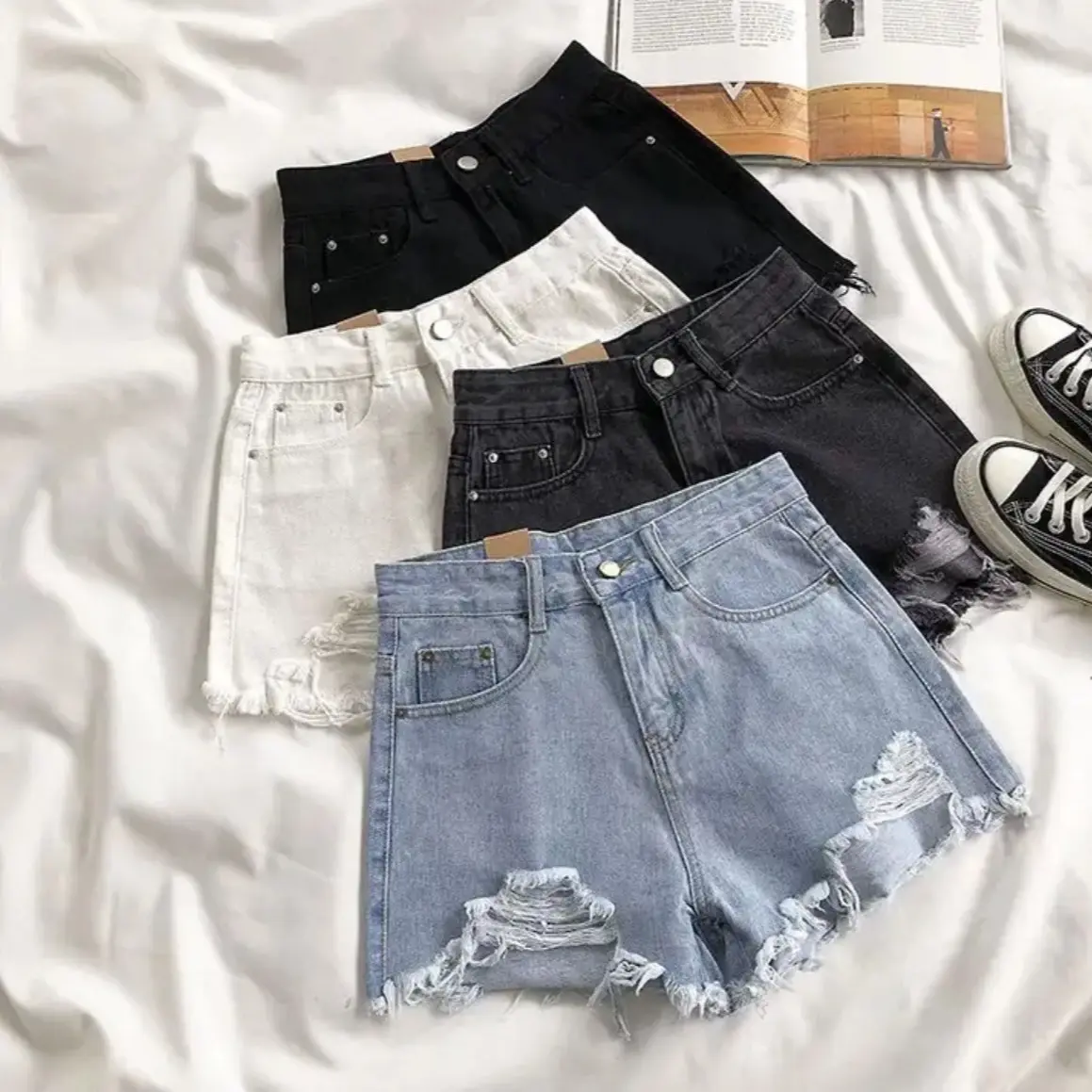Womenswear High Waist Denim Ripped Women Short Shorts Fit