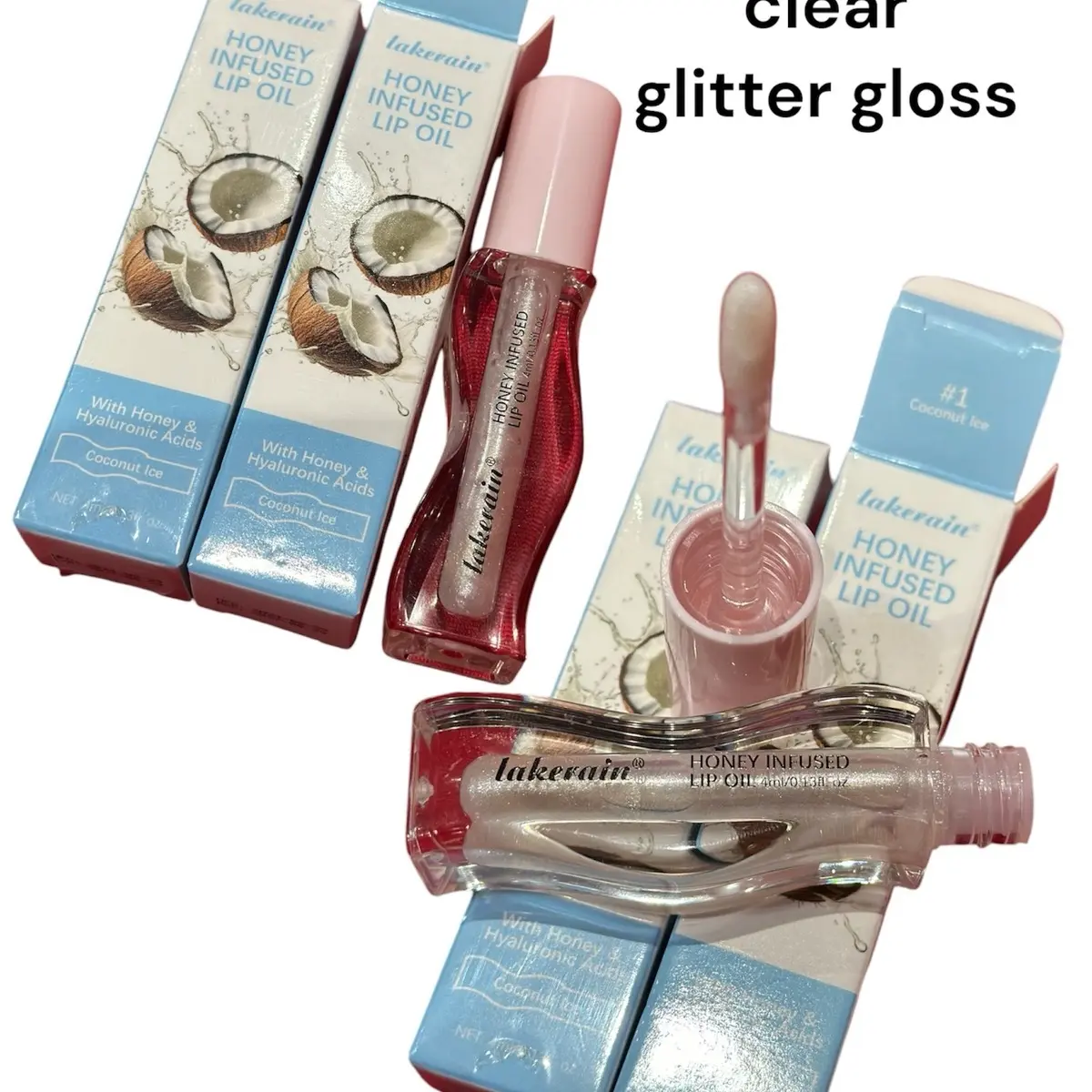 Clear Glitter Coconut Ice Lip Gloss for Beautiful Lips - Lipstick, Makeup