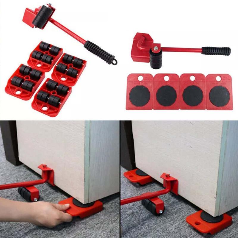 5 Pcs Heavy Duty Furniture Shifter Lifter Set Wheel Moving Removal Slider Mover 1