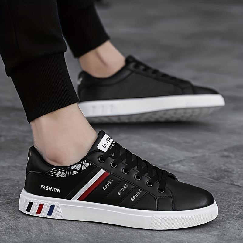 All-Season Men's Striped Lace-up Sneakers - Breathable PU, Durable PVC Sole, Casual Comfort Fit Closed Sports Shoes Sports Shoes Training Trainer Runner Running Boy Athletic Footwear Walking Shoes 8