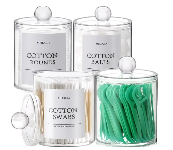 Bathroom Organizers and Storage,4 Pack Bathroom Accessories,Bathroom Decor,Home Decor,Bathroom Storage and Organization,Qtip Holder for Room Decor Aesthetic