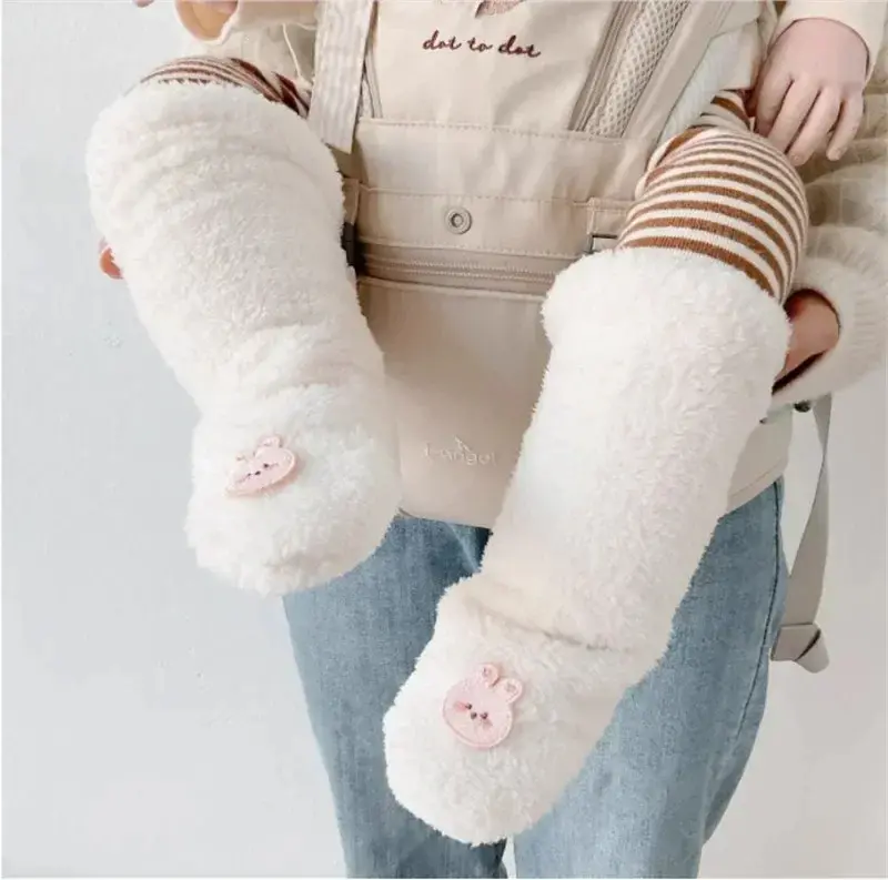 Winter Baby Socks, Thick & Warm Plush Knee-Length Socks for Newborns to Toddlers, Anti-Slip Floor Socks, White, Autumn Winter 5
