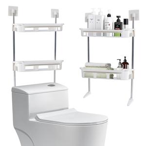 Multifunctional Over Toilet Storage Rack with 3 Layers, White Bathroom Organizer - Organiser, Plastic