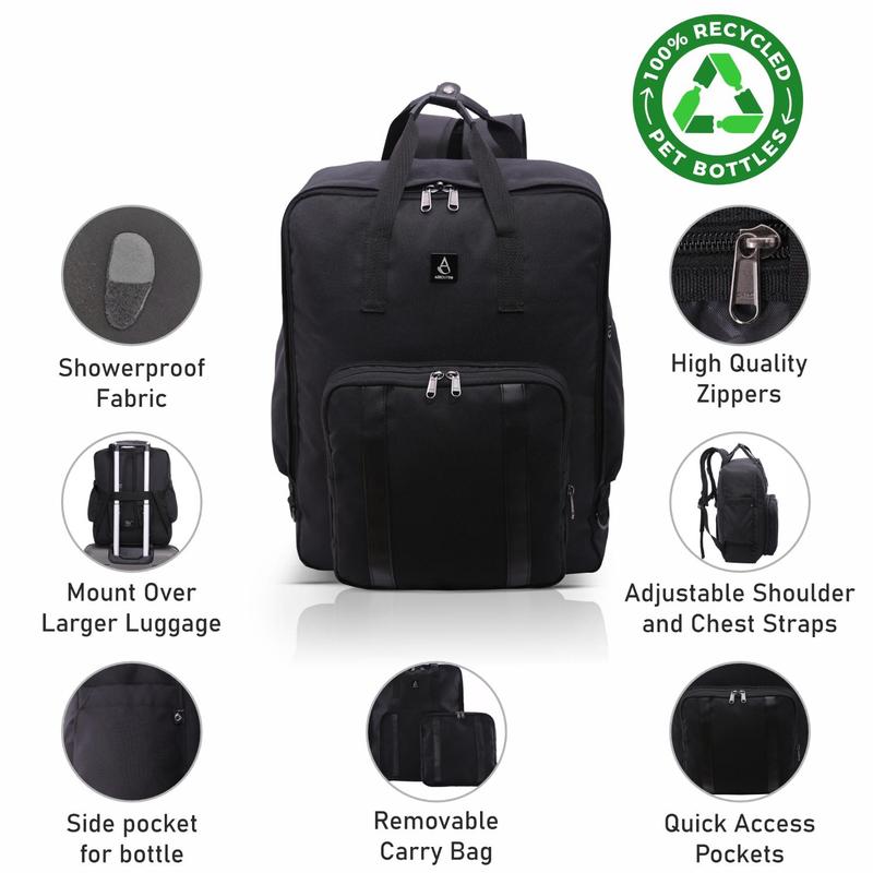 Aerolite 45x36x20cm Easyjet Maximum Eco-Friendly Super Premium Quality  With Removable Small Carry Pouch Recycled Eco-Friendly, Shower-Resistant Cabin Luggage Approved Travel Carry On Flight Rucksack with 10 Year Warranty backpack touchy 6