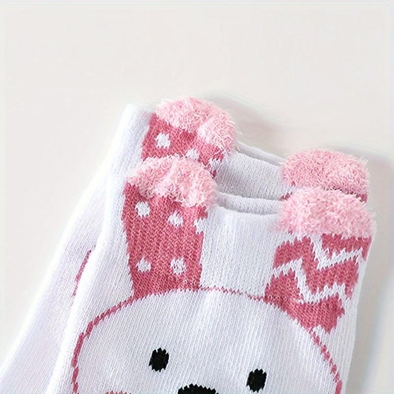 Product Introduction of Cat Pattern 4 Pairs Girls Knee High Stocking Socks, Comfy Breathable Sweat Resistant Anti-odor Socks For Spring Summer 2