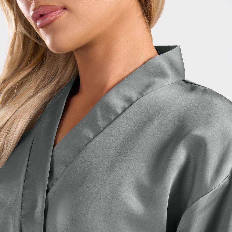 OHS Satin Dressing Gown Womens Soft Luxury Full-Length Robe 3