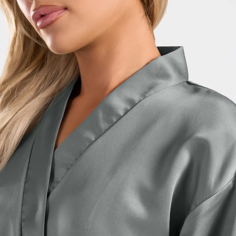 OHS Satin Dressing Gown Womens Soft Luxury Full-Length Robe 3