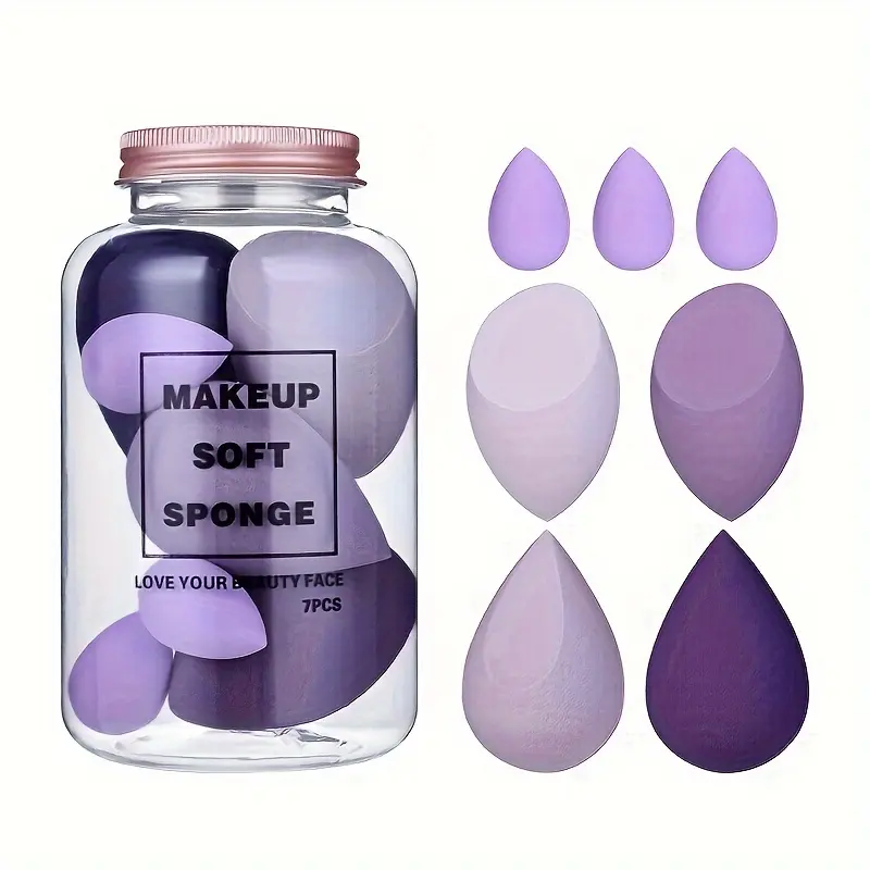7pcs Hydrophilic Polyurethane Makeup Sponges, Unscented Beauty Blender Set, Skin-Friendly Foundation & Concealer Application Tools, with Air Cushion Design for All Skin Types 0