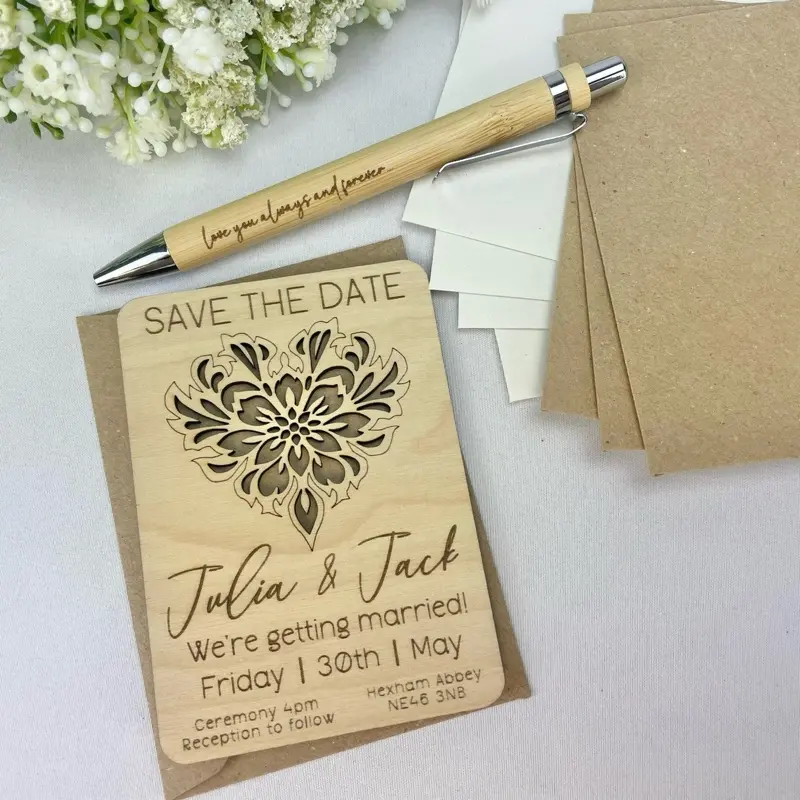 Personalised Wooden Save The Date Invitations With Or Without Magnet