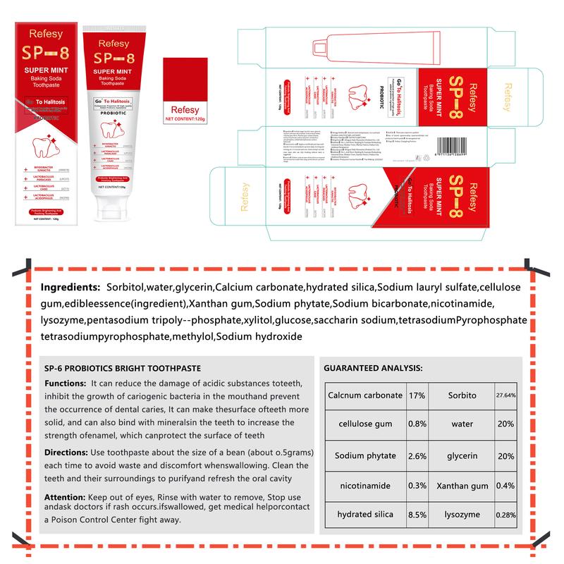 Product Introduction of [+£5 For 2 Pcs] SP-8 Super Probiotic Toothpaste, Cooling Mint Flavor, Freshens Breath SP-6,SP-10,Sp-6,SP-10,sp-6,sp-10 0