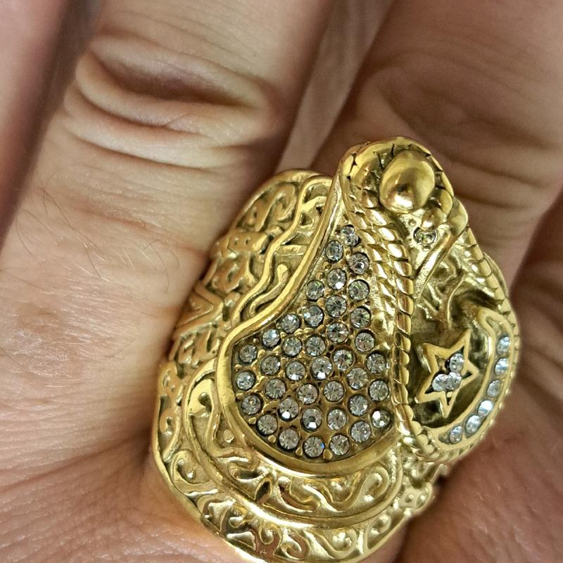 XXL heavy saddle ring. gold plated and stainless Steel. different sizes available. 5