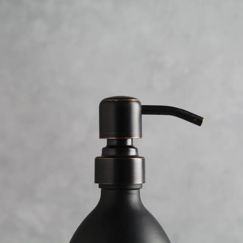 Body Wash, Shampoo & Conditioner Matte Black Glass Set Labelled Bottle Lotion Pump Dispenser for Bathroom 7