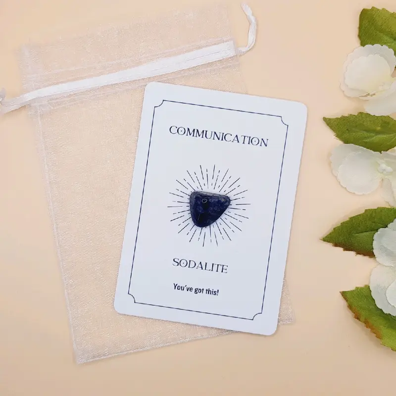 Sodalite For Communication Crystal Card with Bag Genuine Crystals 5