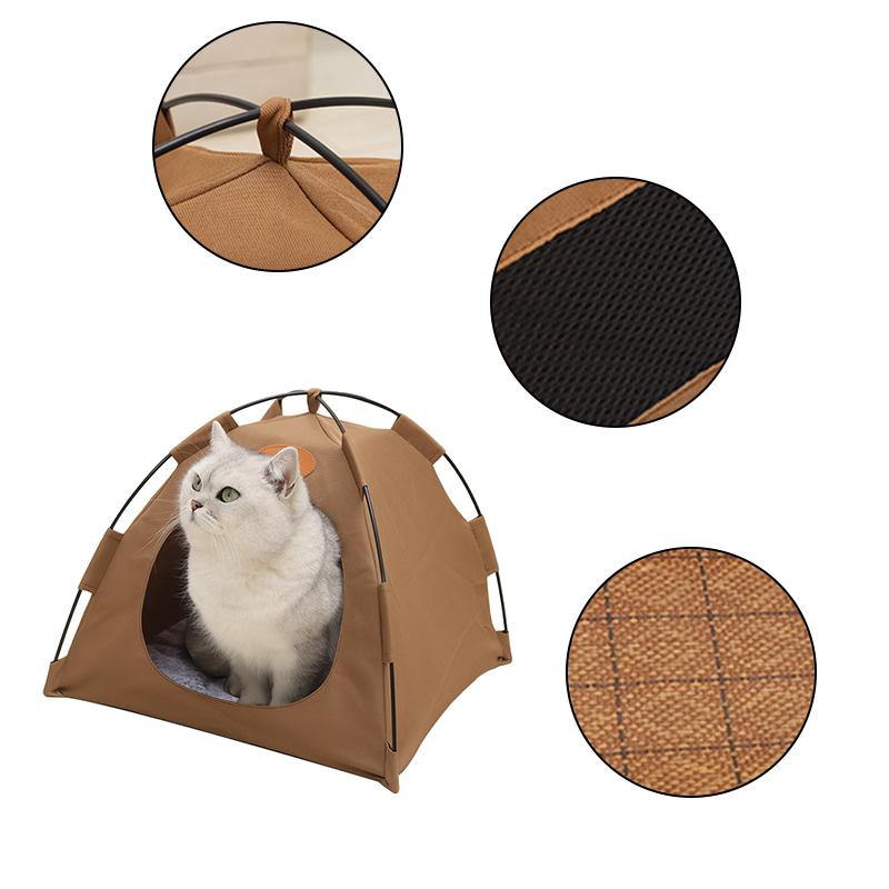 Product Introduction of Luxury Pet Tent House for Cats & Puppies with Soft Warm Bed Pad - Portable Beige Indoor Playhouse for Small Pets" 5