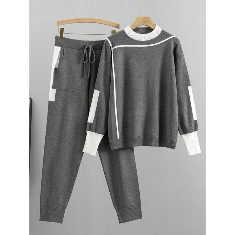 Winter Women Knitted 2 Pieces Set Muslim Casual Thicken Pullover Sweater Knitted Pant 2PCS Suits Outfit Sport Warm Set 2024 5