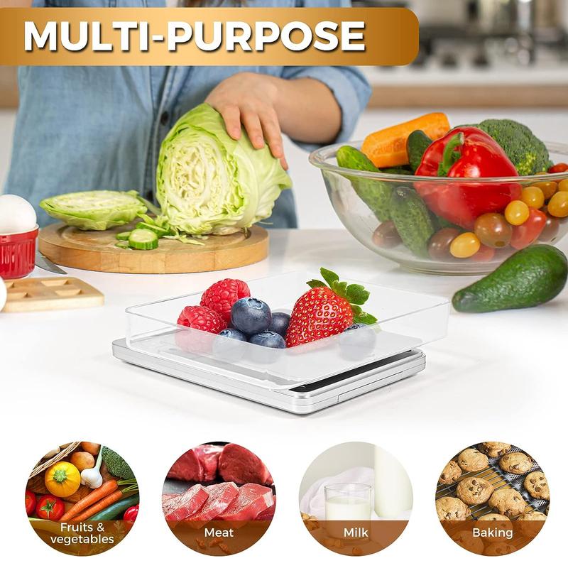 Digital scale 0.01g to 500g High-precision Weighing kitchen Scale with back-lit LCD display multifunction food scales with tray tare and pcs feature mini kitchen scale 2