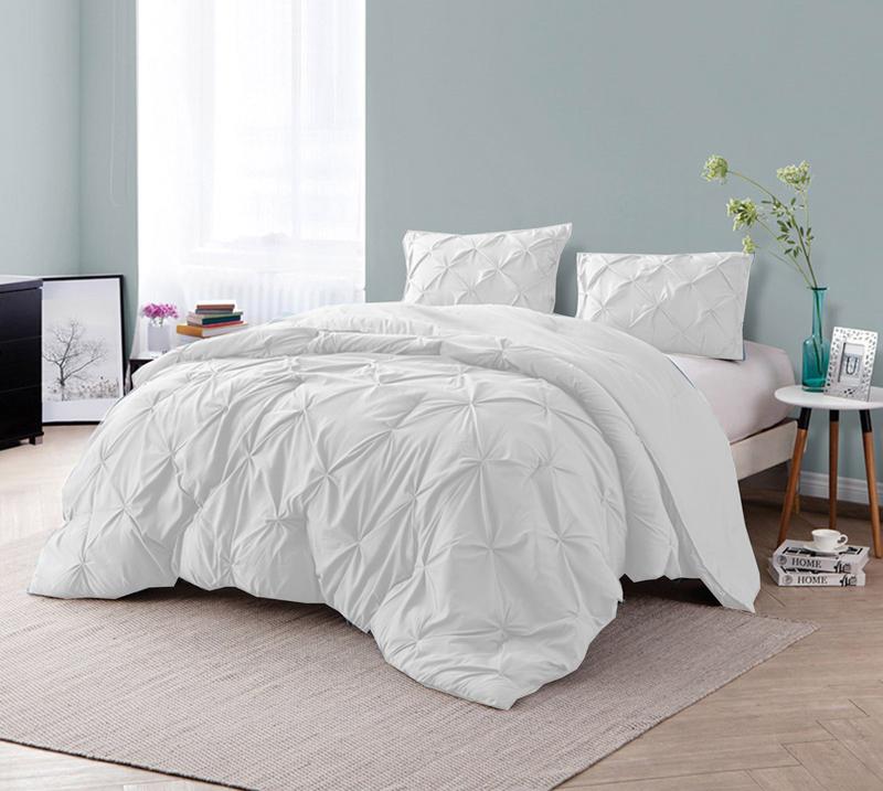 Microfiber Pintuck Pinch Pleat Duvet Cover Sets with Pillowcase Ultrasoft Brushed Easy Care Machine Washable Single Double King SuperKing Size White Bedding Set Grey Covers 6
